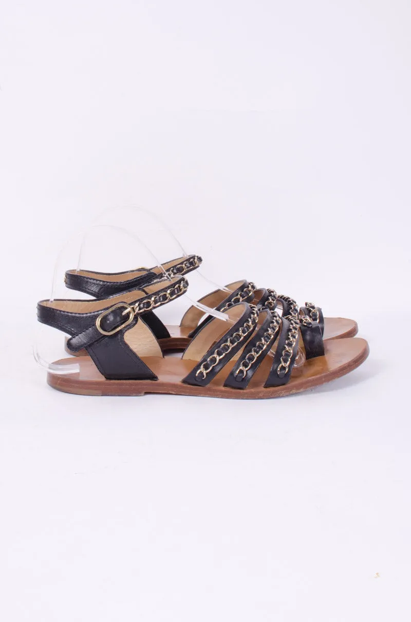 BLACK CHAIN SANDALS