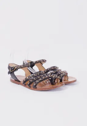 BLACK CHAIN SANDALS