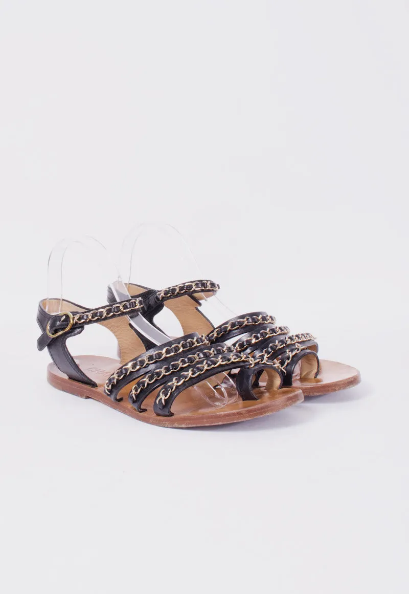 BLACK CHAIN SANDALS