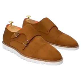 Camel Men's Casual Dress Shoes Suede Double Monk Strap Oxford Sneaker Style-The Freshman