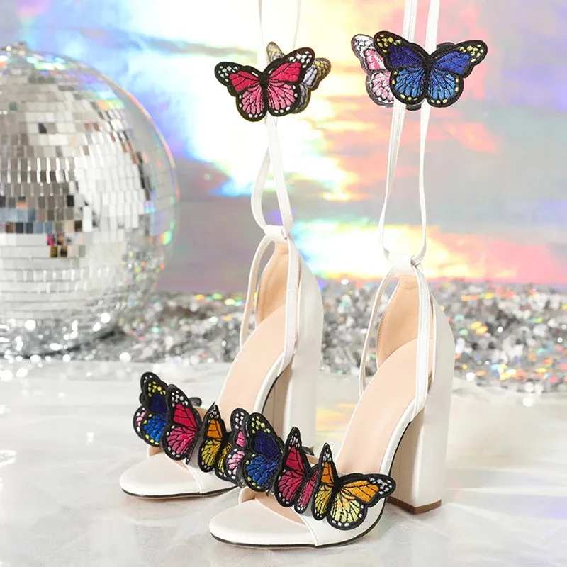 Colourful butterflies Open Toe high heel Sandals