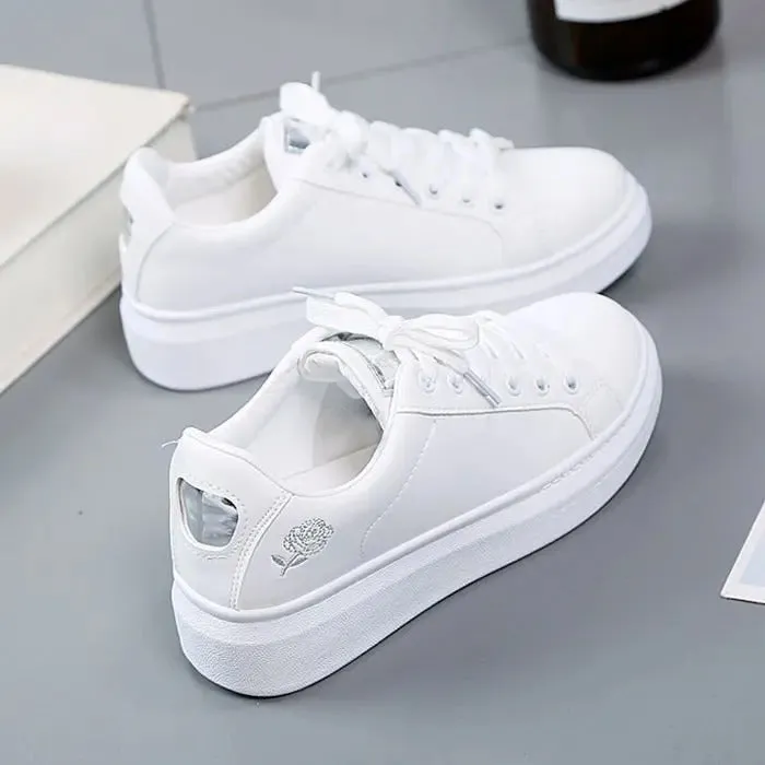 Fashionable White Embroidered Sneakers for Women