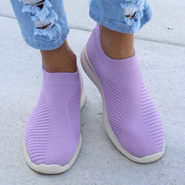 Hot Sale Flat Slip on White Shoes Woman Lightweight White Sneakers Summer Autumn Casual Chaussures Femme Basket Flats Shoes