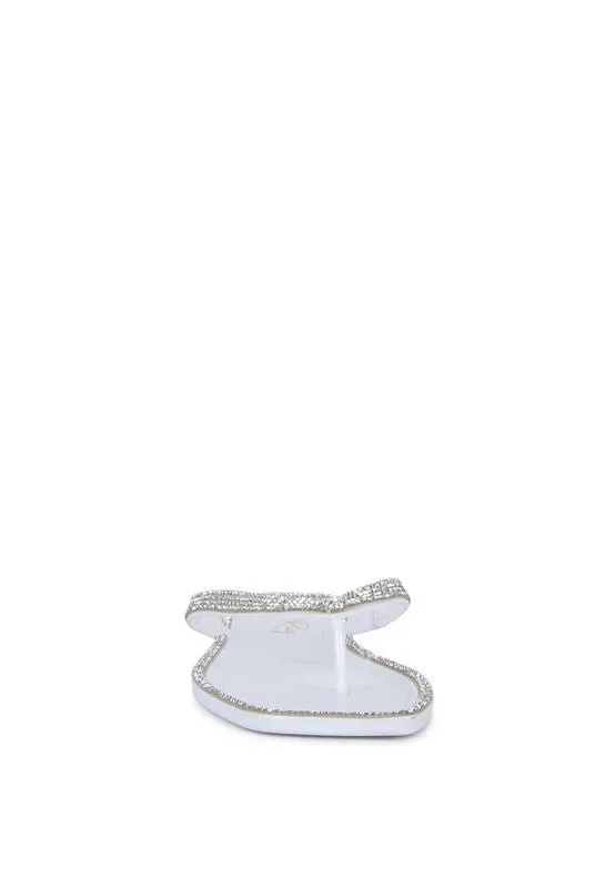 London Rag Golightly Diamante Stud Detail Thong Flats