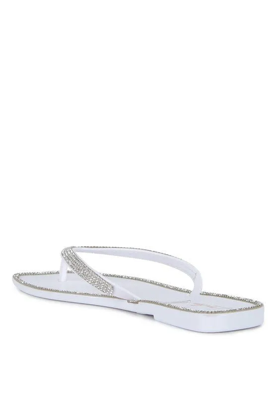 London Rag Golightly Diamante Stud Detail Thong Flats