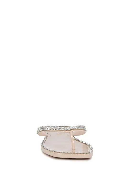 London Rag Golightly Diamante Stud Detail Thong Flats