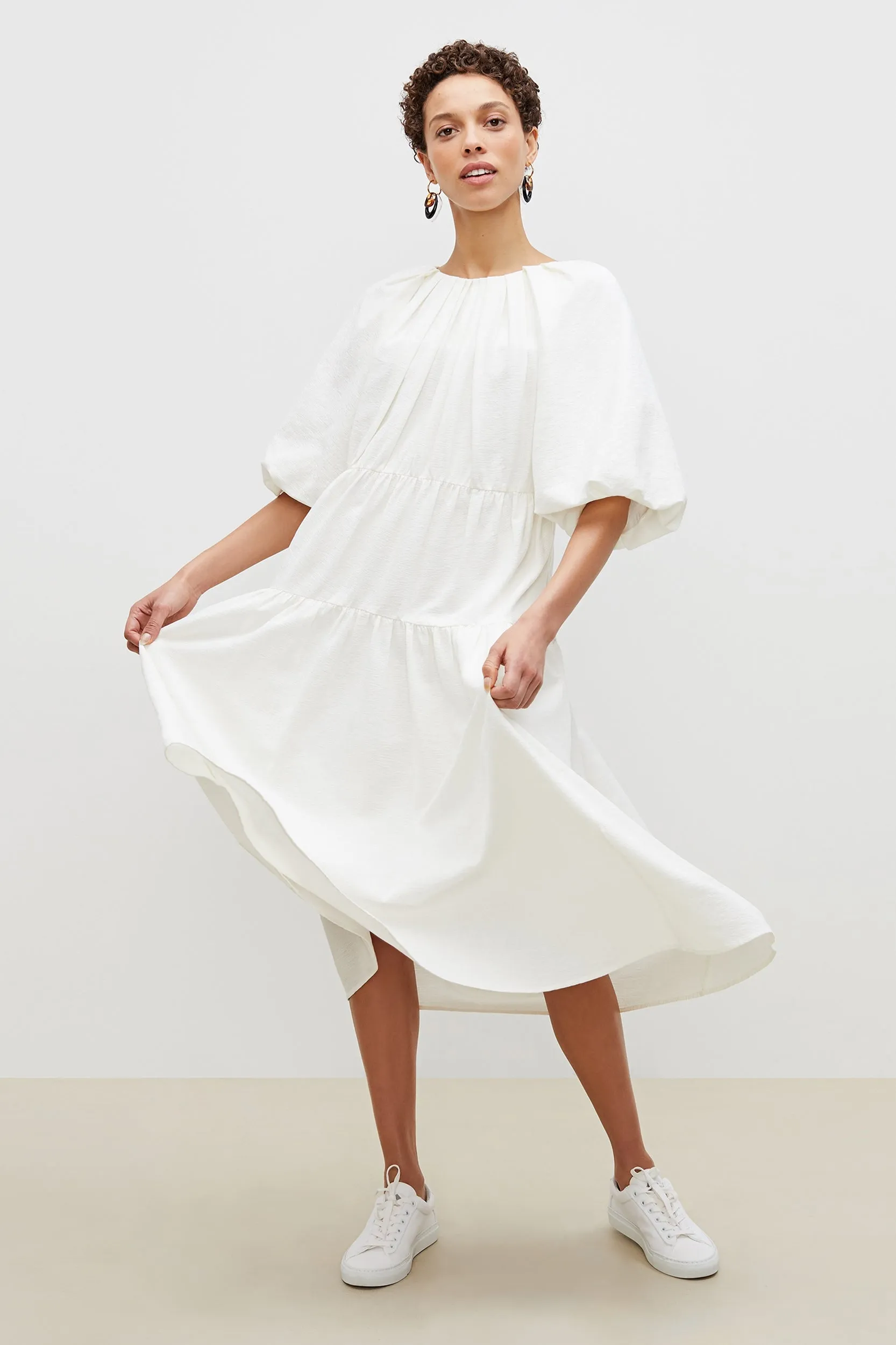 Medina Dress - Textured Voile :: Porcelain