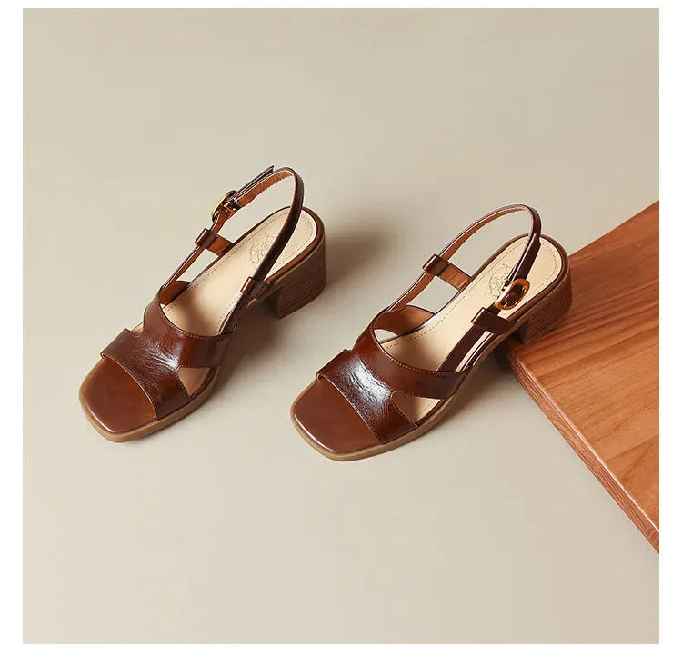 Open-Toe Buckle Strap Women Sandals