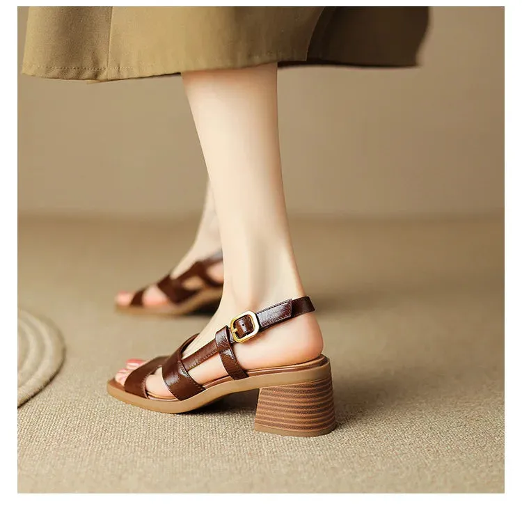 Open-Toe Buckle Strap Women Sandals