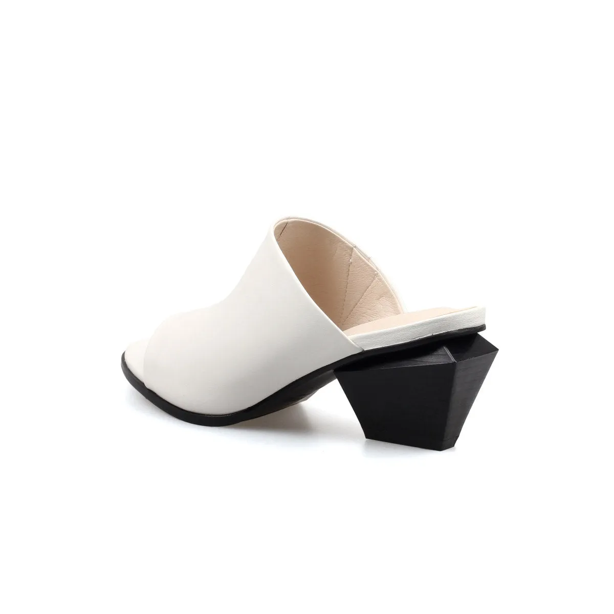 Open Toe Mules with Trapezoidal Heels