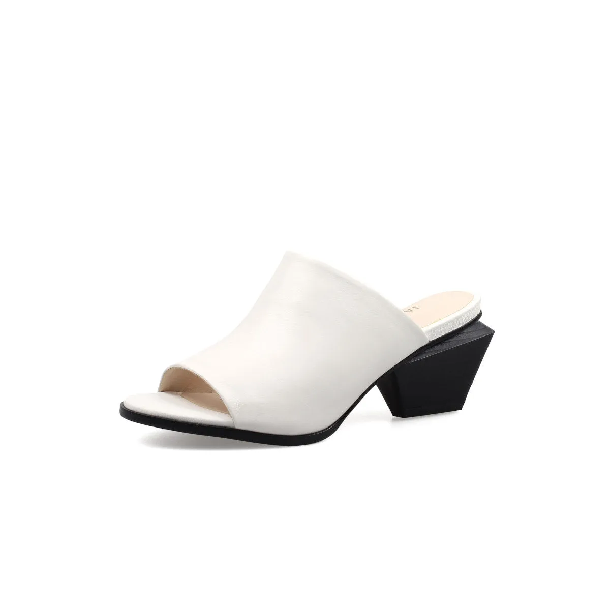 Open Toe Mules with Trapezoidal Heels