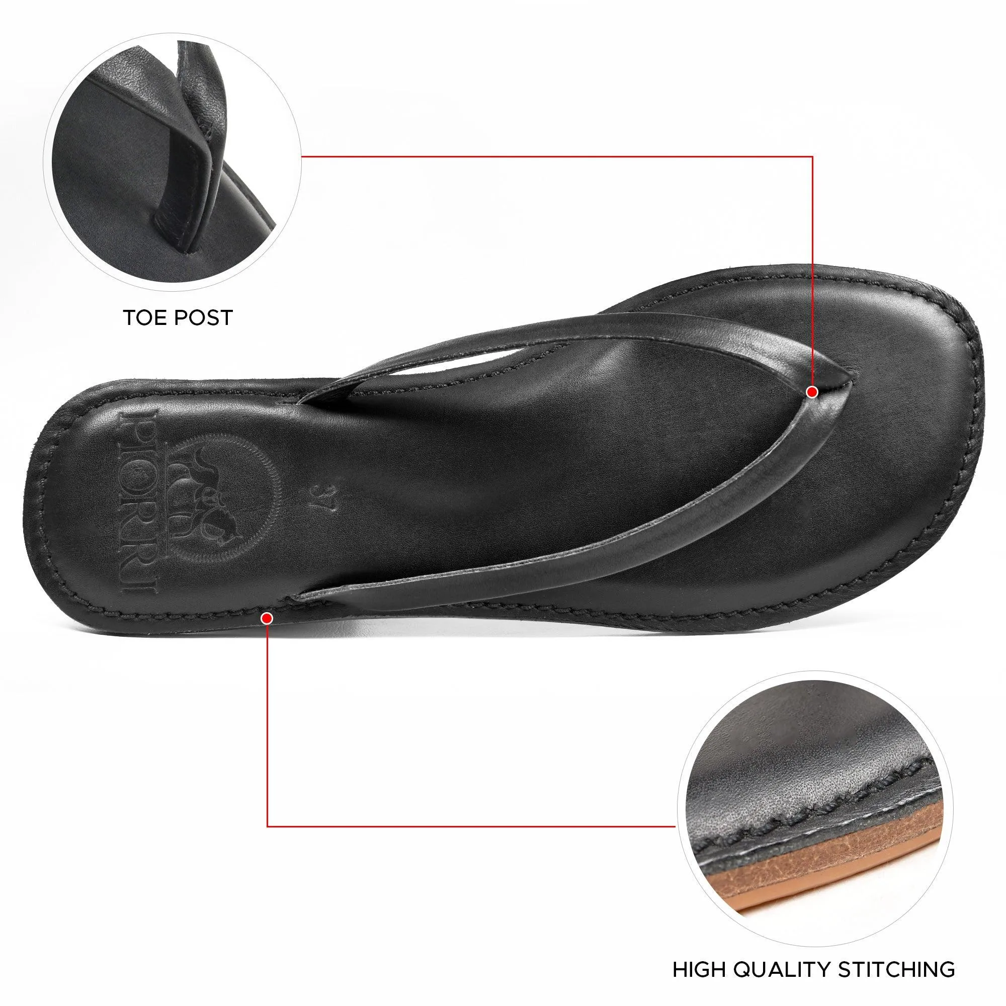 PIORRI by Aerothotic - Aeris Women's Genuine Leather Summer Casual Comfort Flat Slide Sandals - PL3293