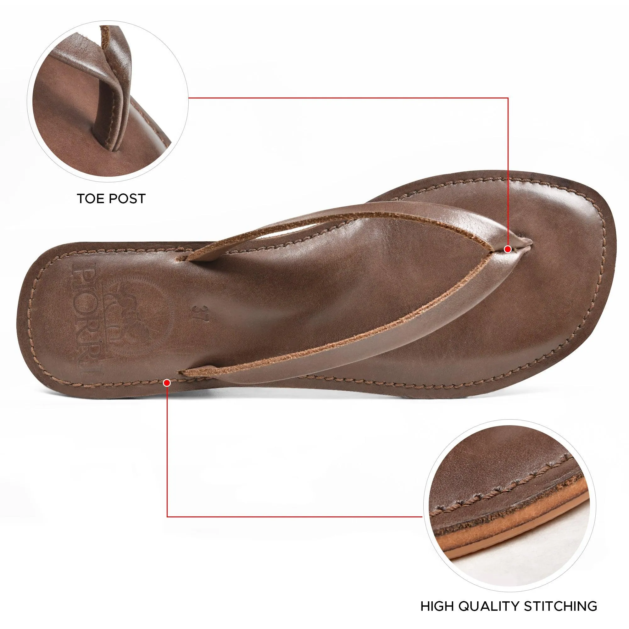 PIORRI by Aerothotic - Aeris Women's Genuine Leather Summer Casual Comfort Flat Slide Sandals - PL3293