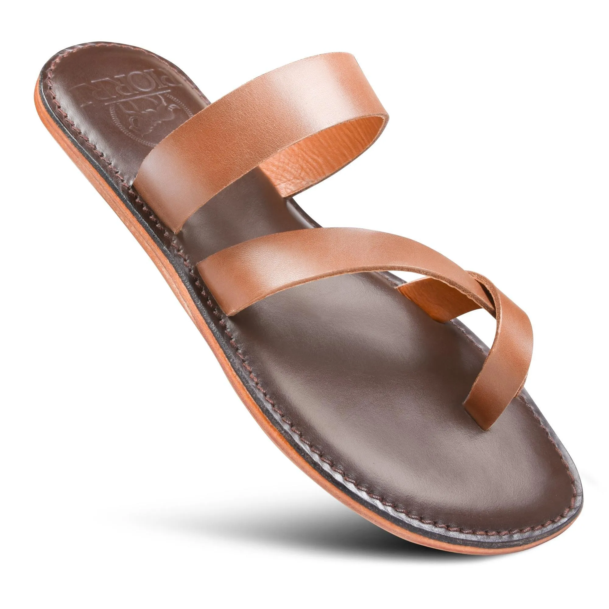 PIORRI by Aerothotic - Styx Women’s Natural Leather Split Toe Slide Sandals - LK2101