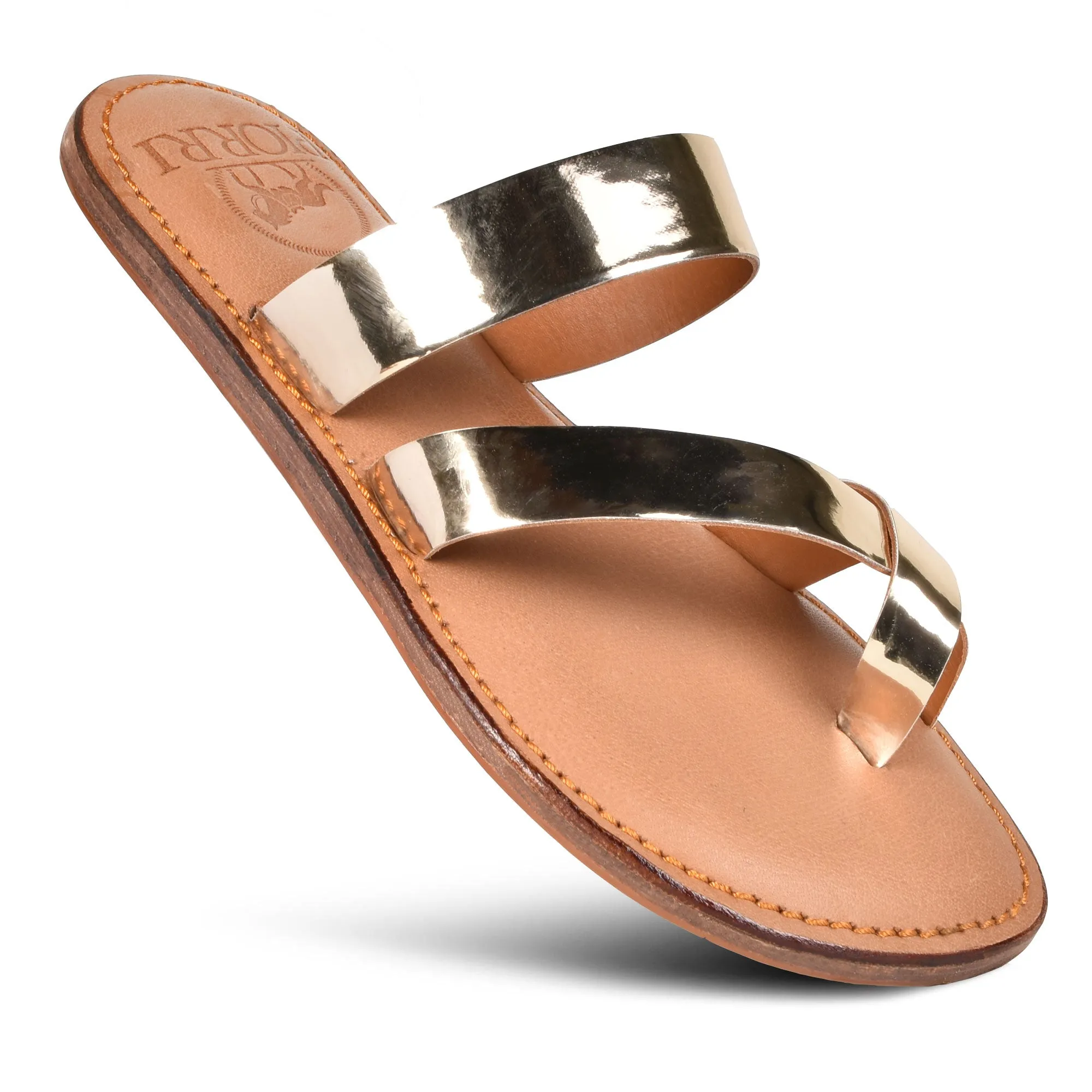 PIORRI by Aerothotic - Styx Women’s Natural Leather Split Toe Slide Sandals - LK2101