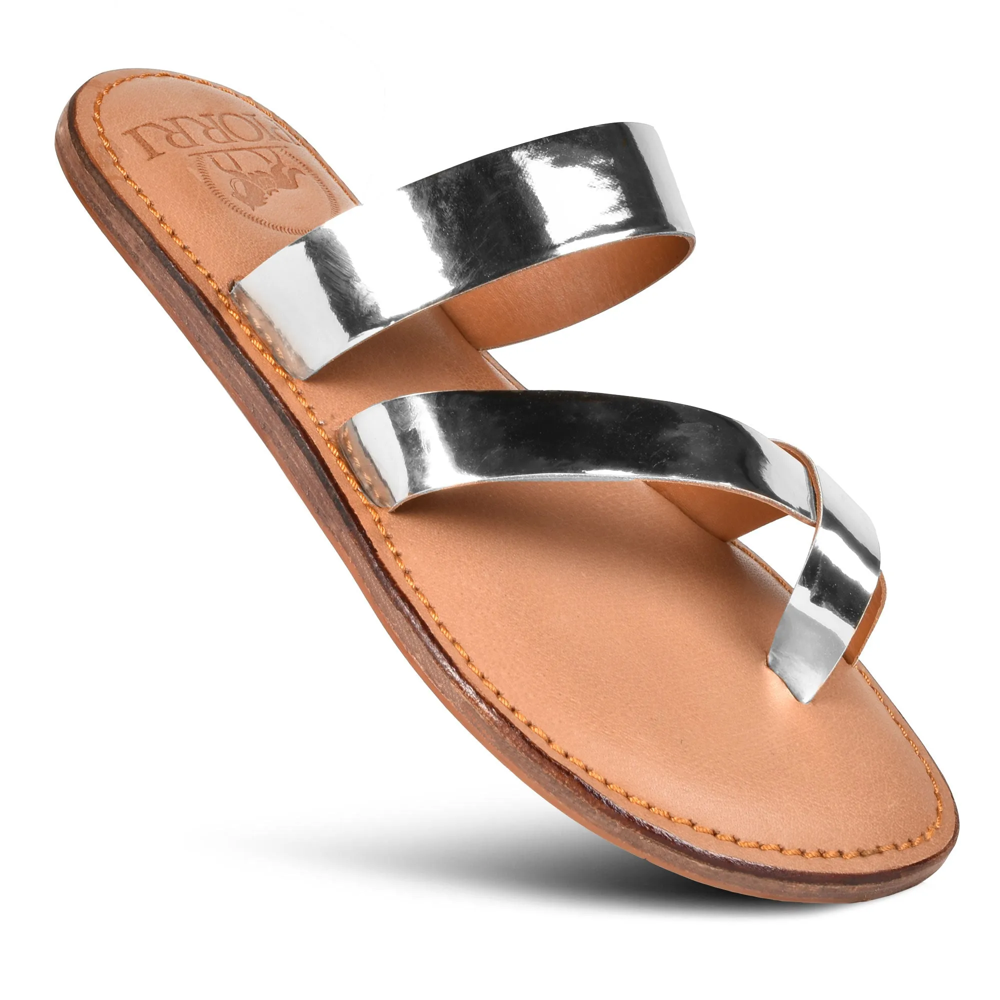 PIORRI by Aerothotic - Styx Women’s Natural Leather Split Toe Slide Sandals - LK2101