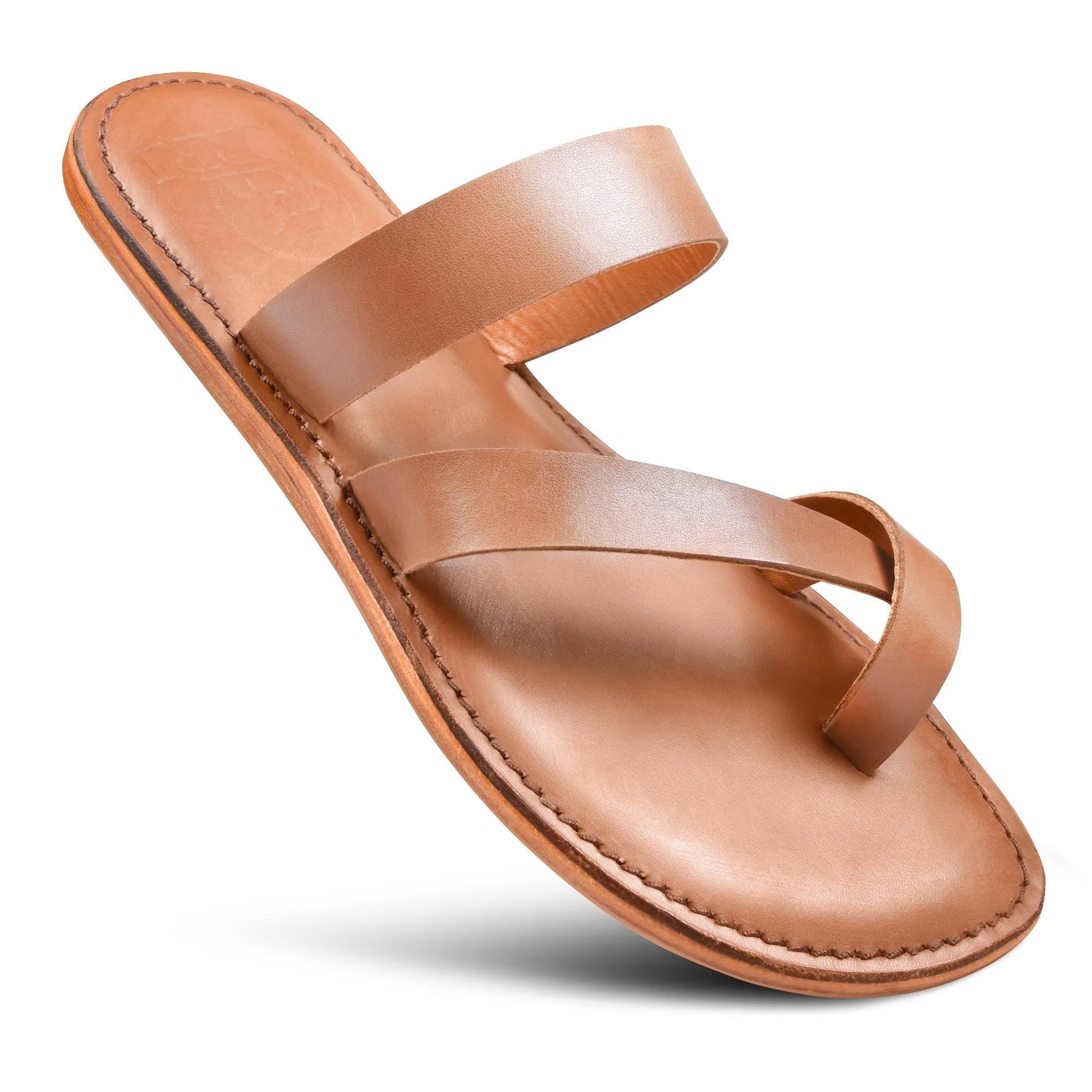 PIORRI by Aerothotic - Styx Women’s Natural Leather Split Toe Slide Sandals - LK2101