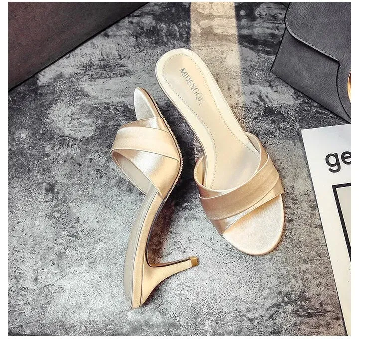 Satin Open toe high-heeled sandals