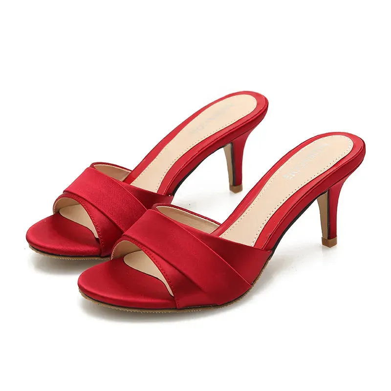 Satin Open toe high-heeled sandals