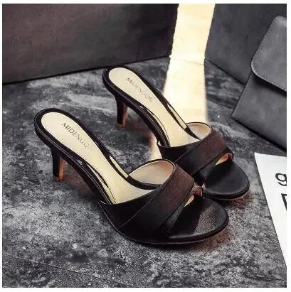 Satin Open toe high-heeled sandals