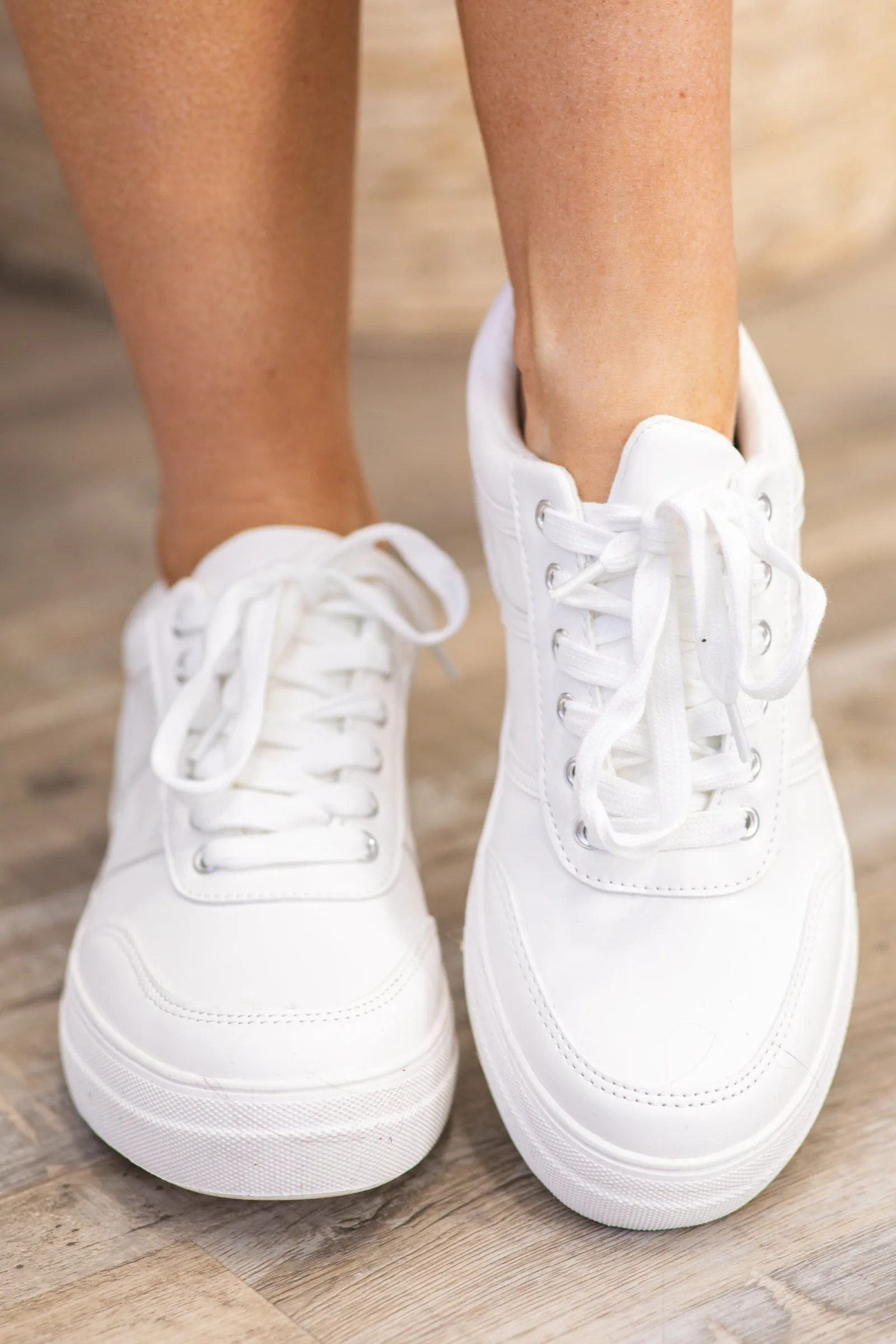 White Lace Up Memory Foam Sneakers